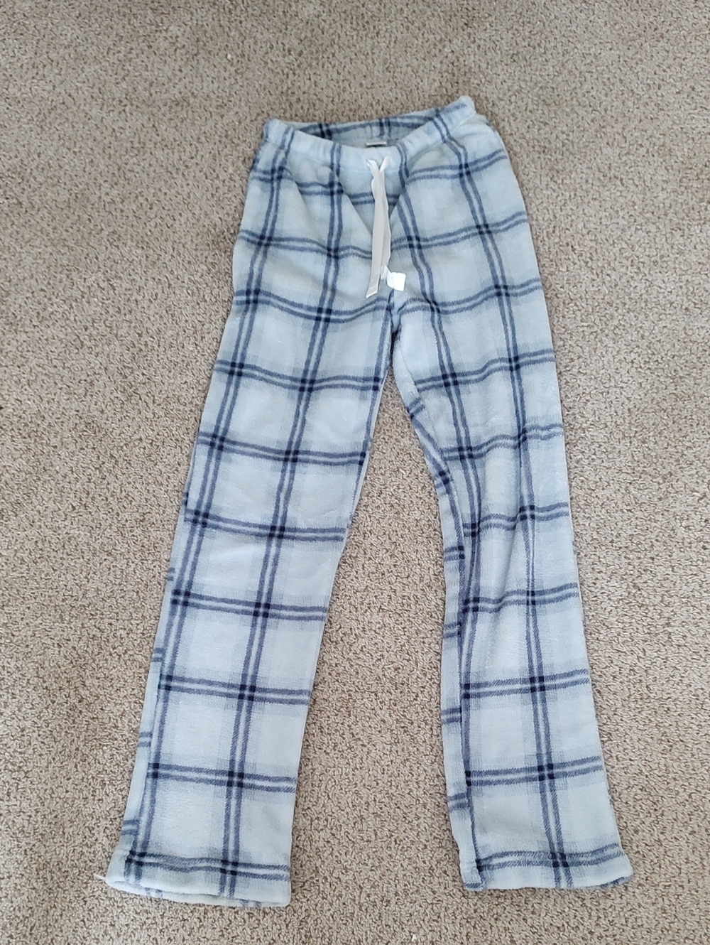 Cozy Women's Light Blue Plaid Fleece Pajama Pants - Soft Lounge Sleepwear